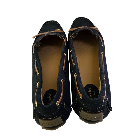 Clarks Artisan NWOT Dunbar Cruiser Loafer Navy Tan Suede Leather Size 11M - Picture 5 of 8